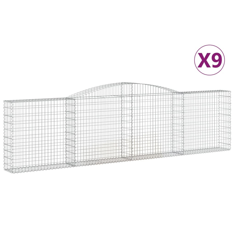 vidaXL Gabions avec arche 9 pcs 400x30x100/120cm Fer galvanisé
