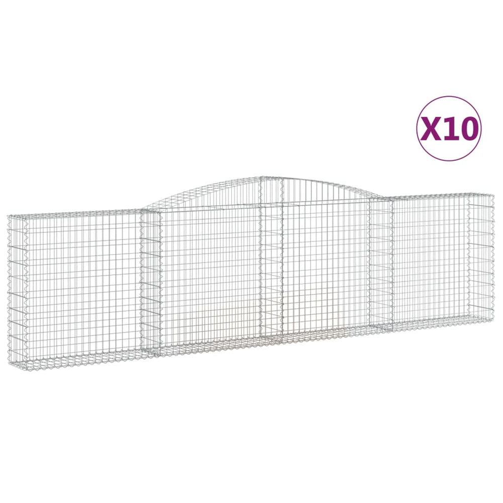 vidaXL Gabions avec arche 10 pcs 400x30x100/120 cm Fer galvanisé