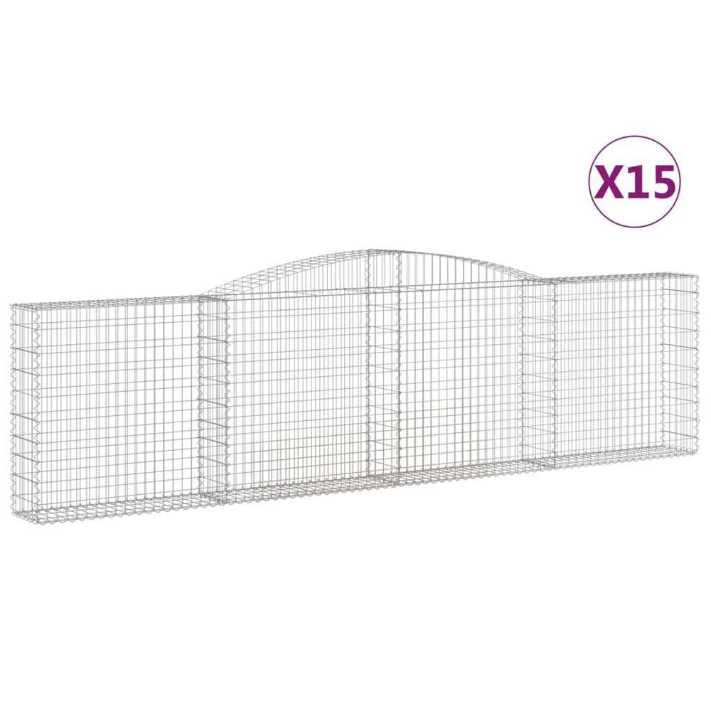 vidaXL Gabions avec arche haute 15 pces 400x30x100/120 cm Fer galvanisé