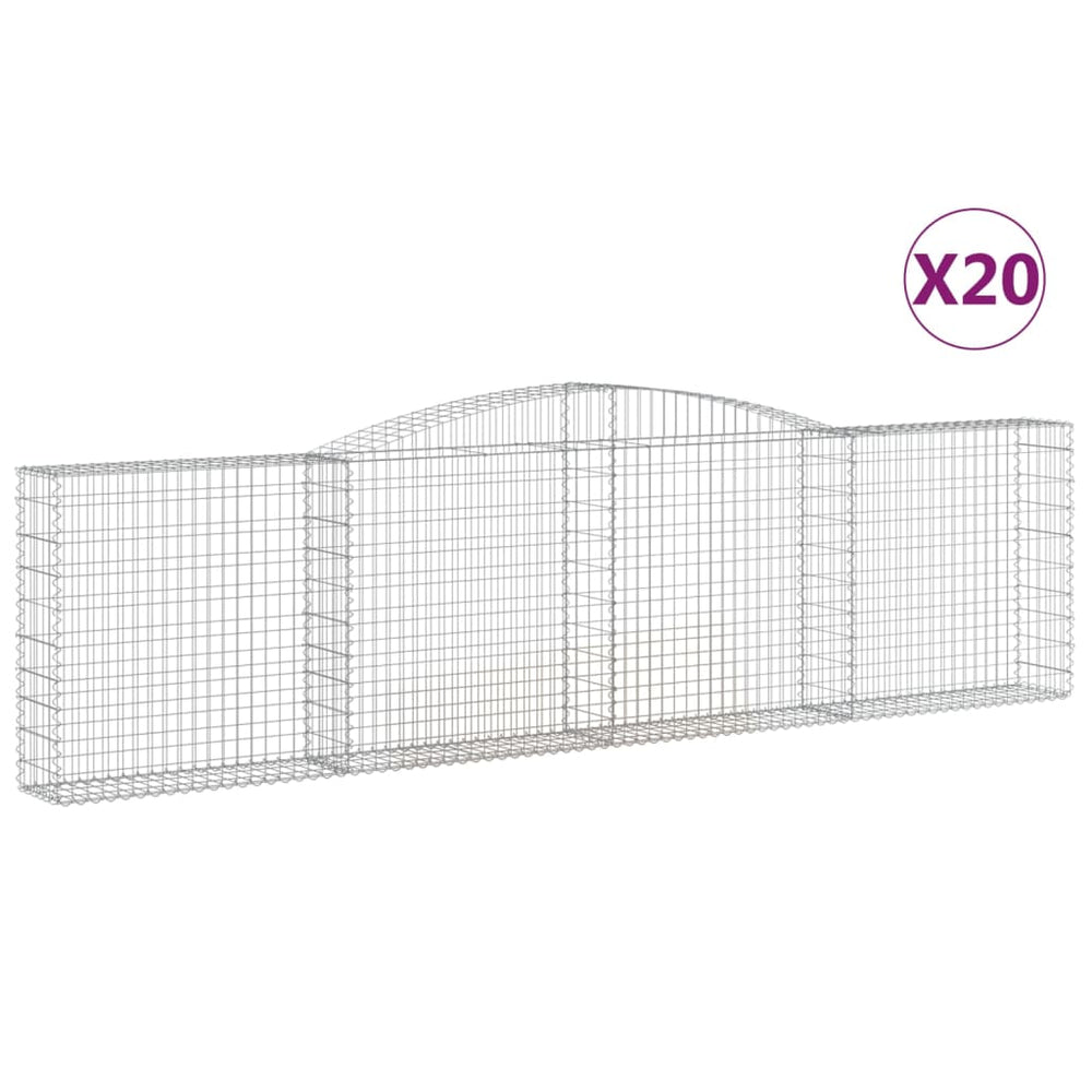 vidaXL Gabions avec arche haute 20 pcs 400x30x100/120 cm Fer galvanisé