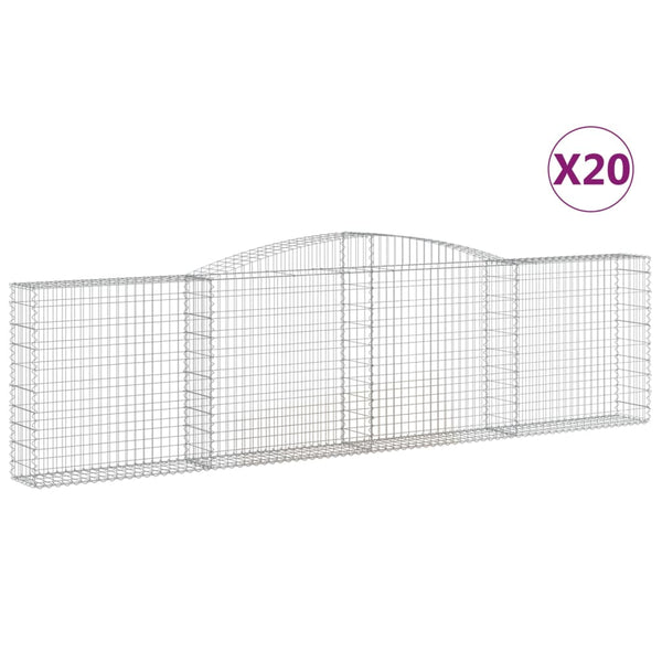 Gabionen mit Hochbogen 20Stk. 400x30x100/120cm Verzinktes Eisen
