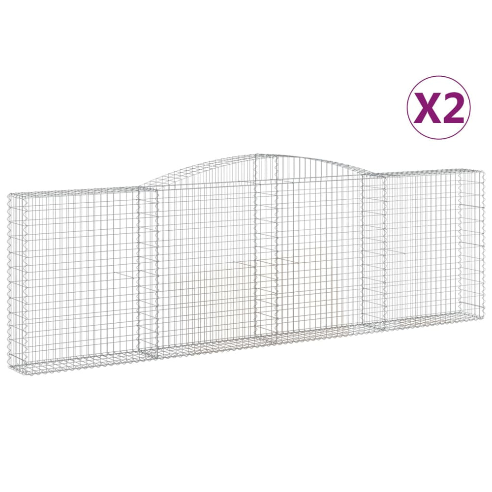vidaXL Paniers gabions avec arche 2 pcs 400x30x120/140 cm Fer galvanisé