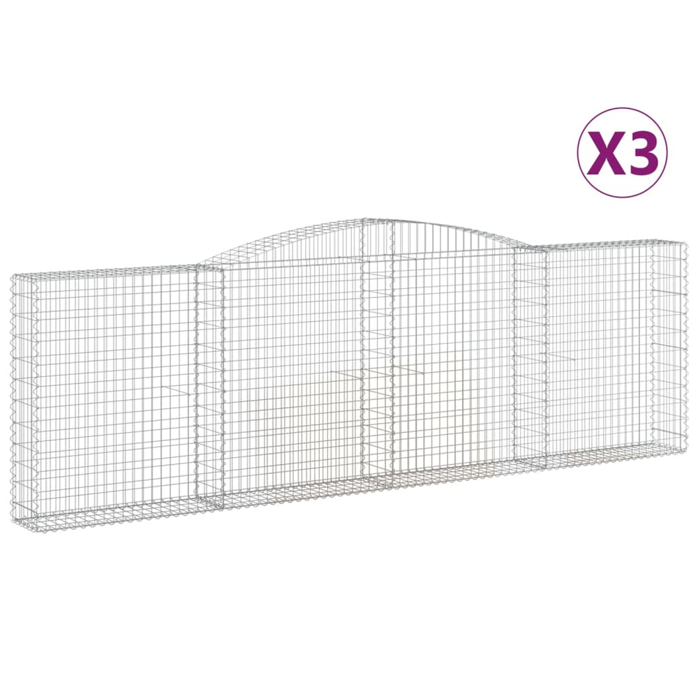 vidaXL Gabions avec arche 3 pces 400x30x120/140cm Fer galvanisé