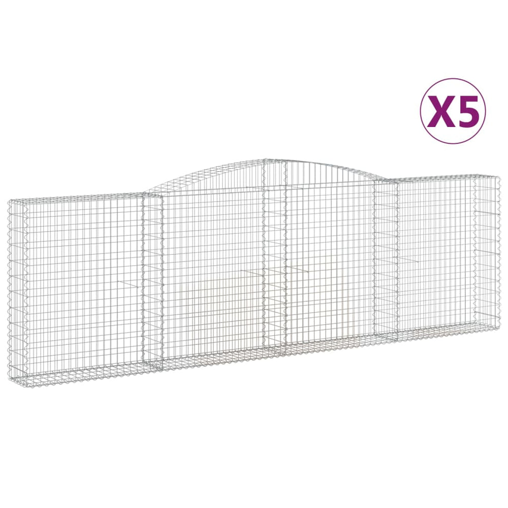vidaXL Gabions à arc surélevé 5 pcs 400x30x120/140 cm Fer galvanisé