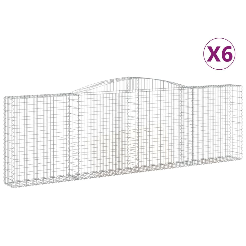 vidaXL Gabions avec arc surélevé 6 pcs 400x30x120/140 cm Fer galvanisé