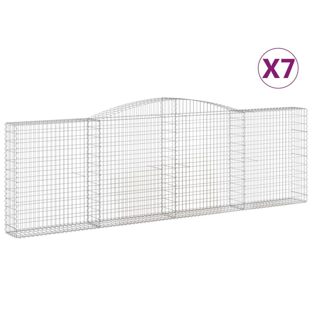 Gabions vidaXL avec arche, 7 pces 400x30x120/140 cm, Fer galvanisé