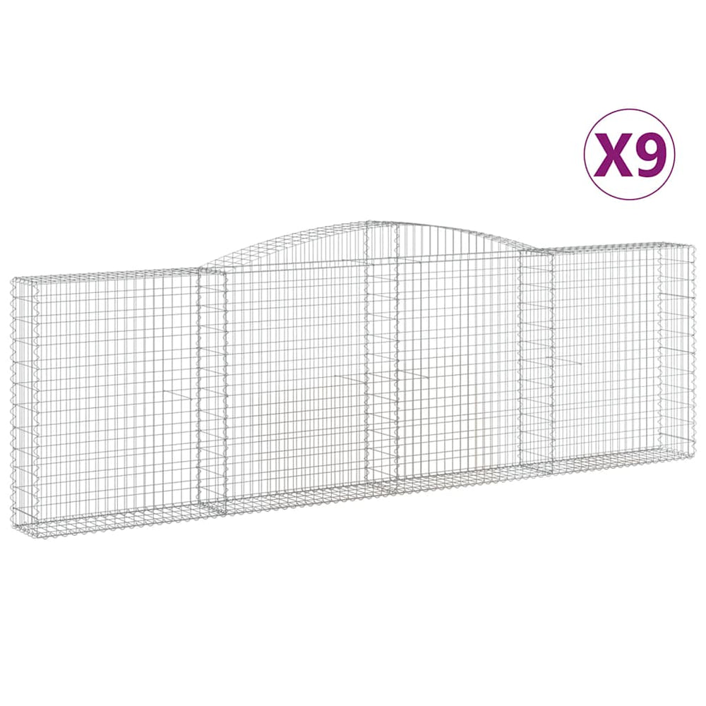 vidaXL Gabions à arc surélevé 9 pcs 400x30x120/140cm Fer galvanisé