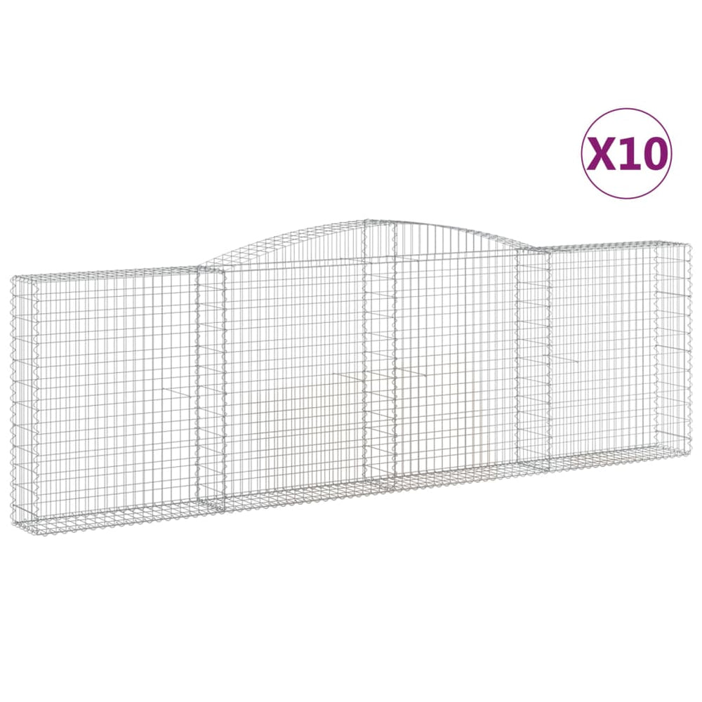 vidaXL Gabions avec arche haute 10 pcs 400x30x120/140 cm Fer galvanisé