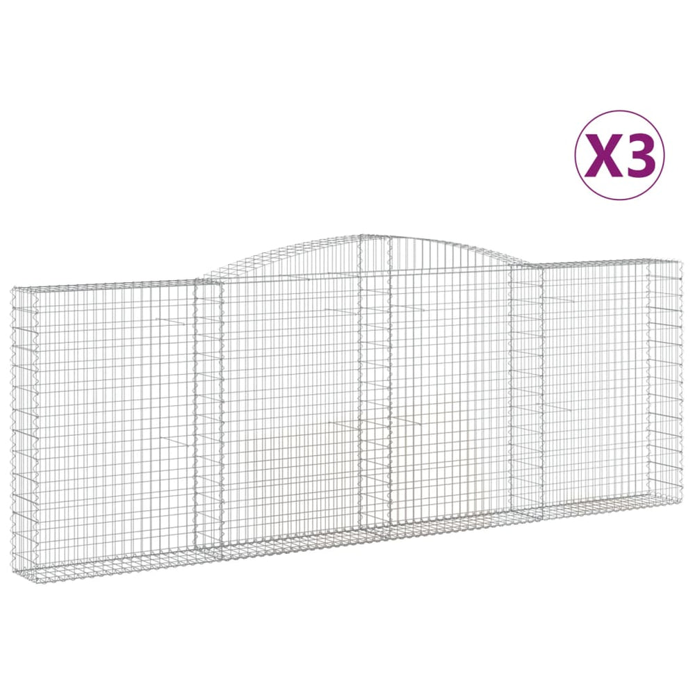 vidaXL Gabions avec arche 3 pces 400x30x140/160cm Fer galvanisé
