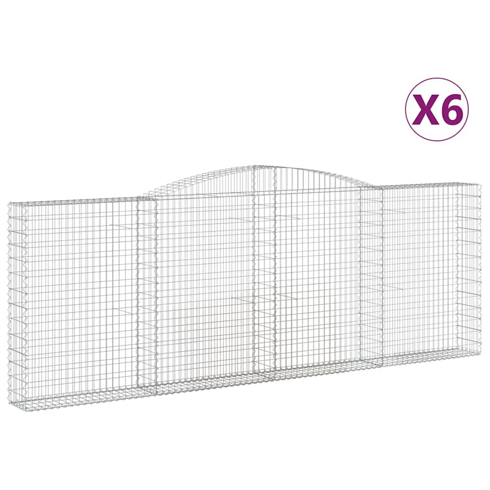 vidaXL Gabions avec arche 6 pcs 400x30x140/160cm Fer galvanisé
