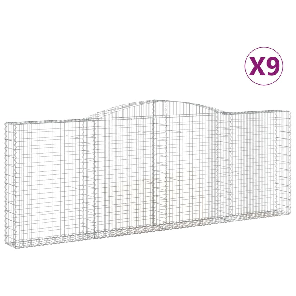 vidaXL Gabions avec arc surélevé 9 pcs 400x30x140/160cm Fer galvanisé