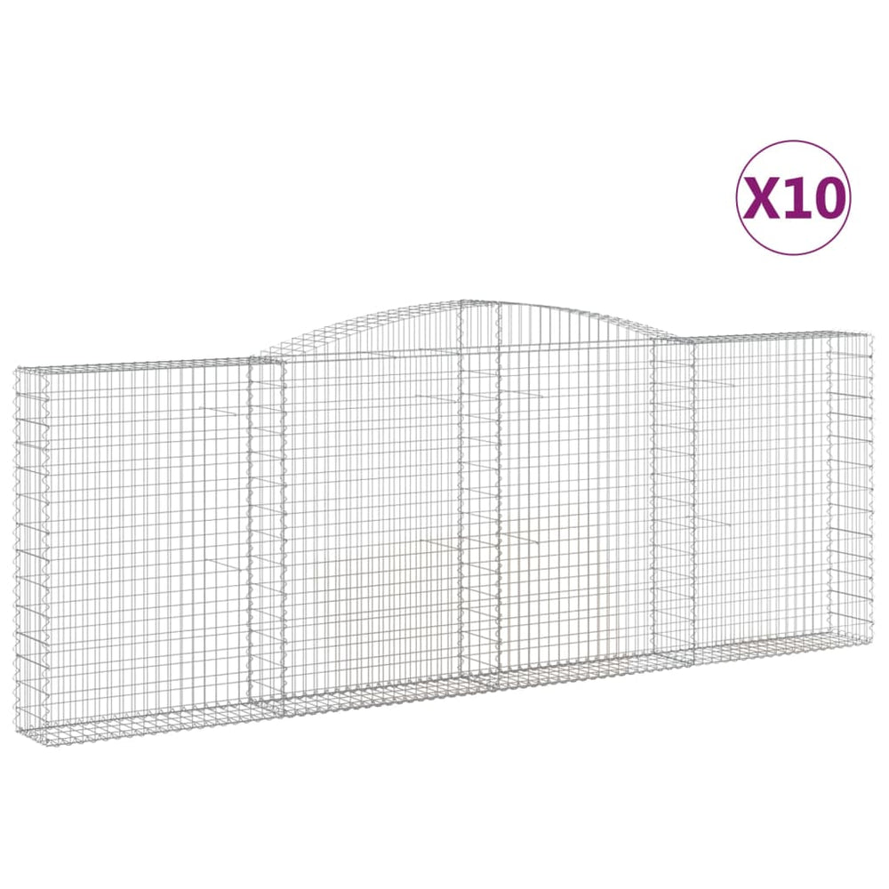 vidaXL Gabions à arche surélevée 10 pcs 400x30x140/160 cm, fer galvanisé