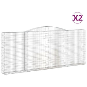 Gabionen mit Hochbogen 2 Stk. 400x30x160/180cm Verzinktes Eisen