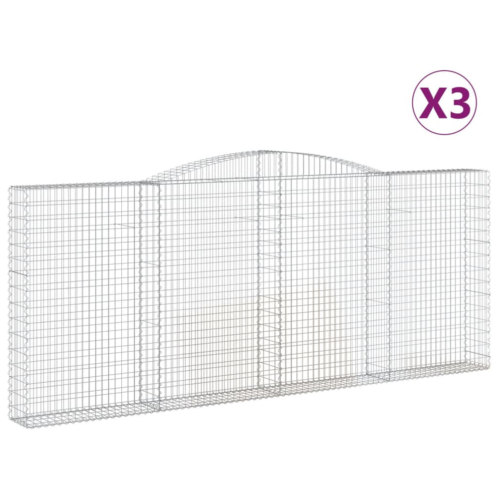 vidaXL Gabions avec arche 3 pèces 400x30x160/180cm Fer galvanisé