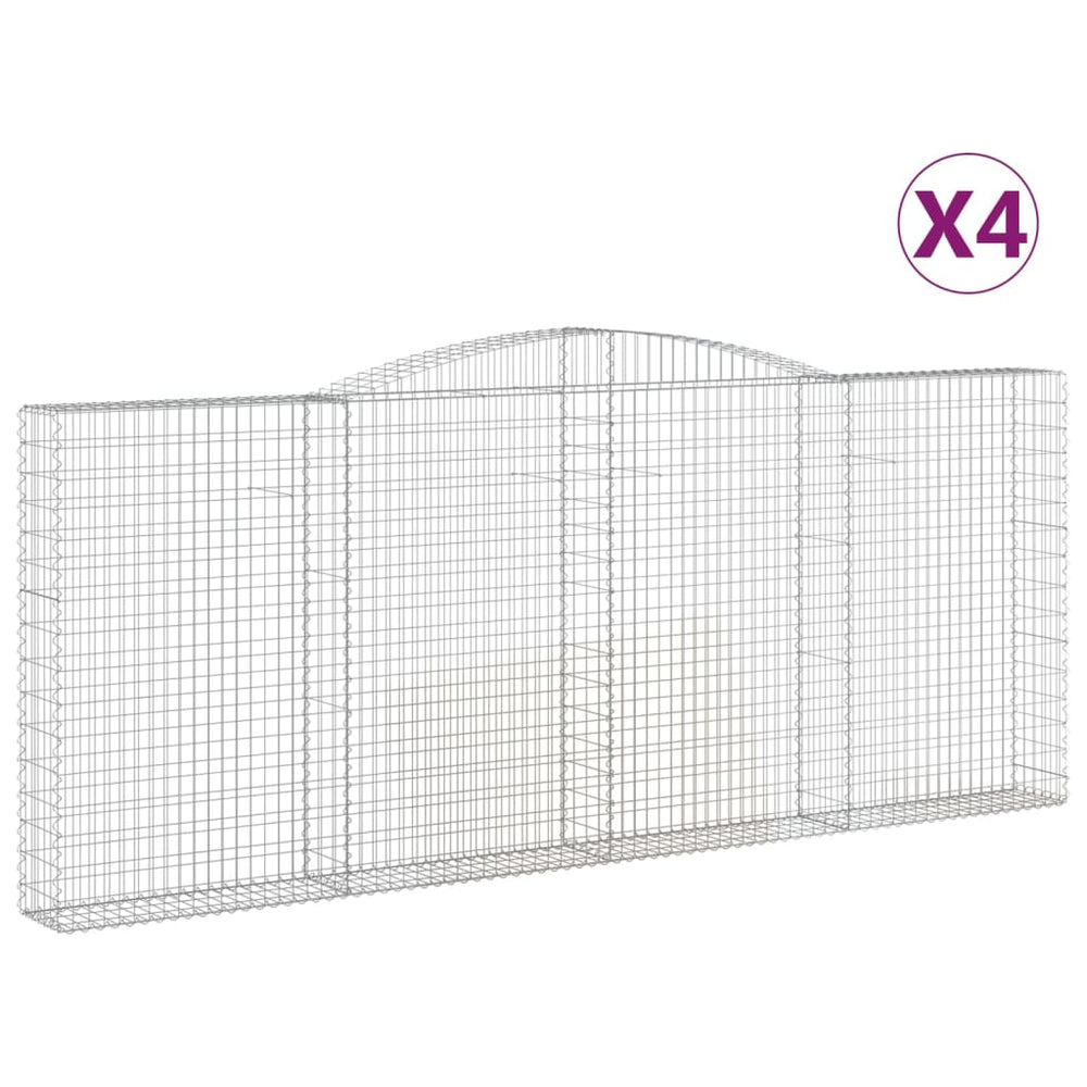 vidaXL Gabions avec arche 4 pcs 400x30x160/180 cm Fer galvanisé