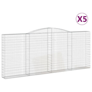 Gabionen mit Hochbogen 5 Stk. 400x30x160/180cm Verzinktes Eisen