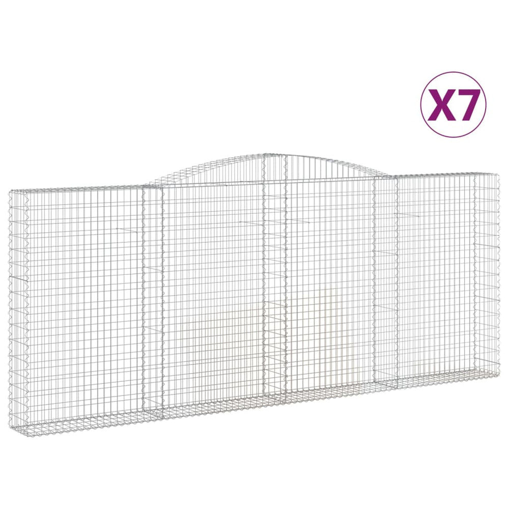vidaXL Gabions avec arche 7 pcs 400x30x160/180cm Fer galvanisé