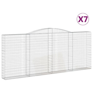 Gabionen mit Hochbogen 7 Stk. 400x30x160/180cm Verzinktes Eisen