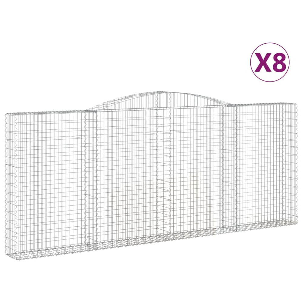 vidaXL Gabions avec arche 8 pcs 400x30x160/180cm Fer galvanisé