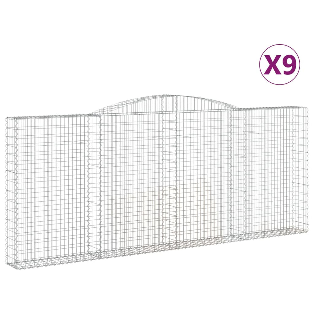 vidaXL Gabions avec arche haute 9 pcs 400x30x160/180cm Fer galvanisé