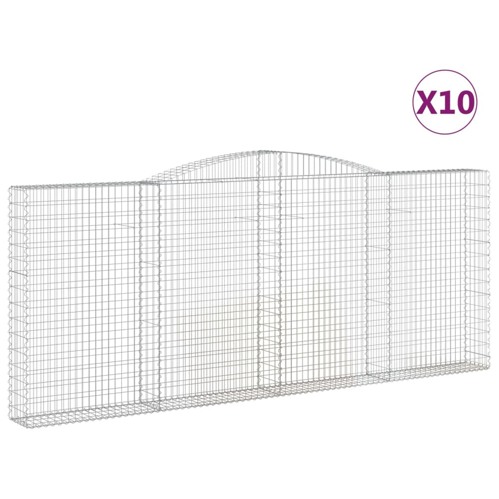 vidaXL Gabions avec arche 10 pcs 400x30x160/180 cm Fer galvanisé