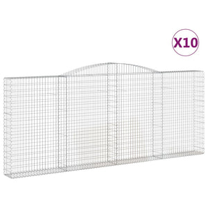 Gabionen mit Hochbogen 10 Stk 400x30x160/180cm Verzinktes Eisen