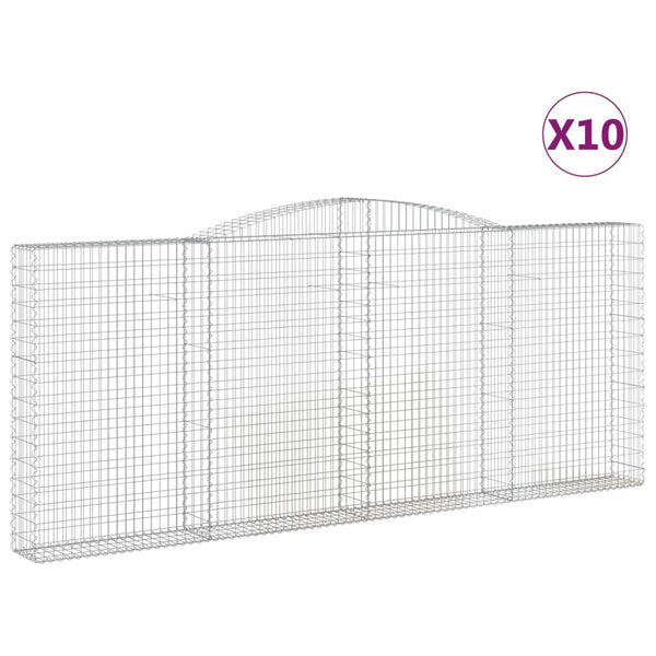 Gabionen mit Hochbogen 10 Stk 400x30x160/180cm Verzinktes Eisen