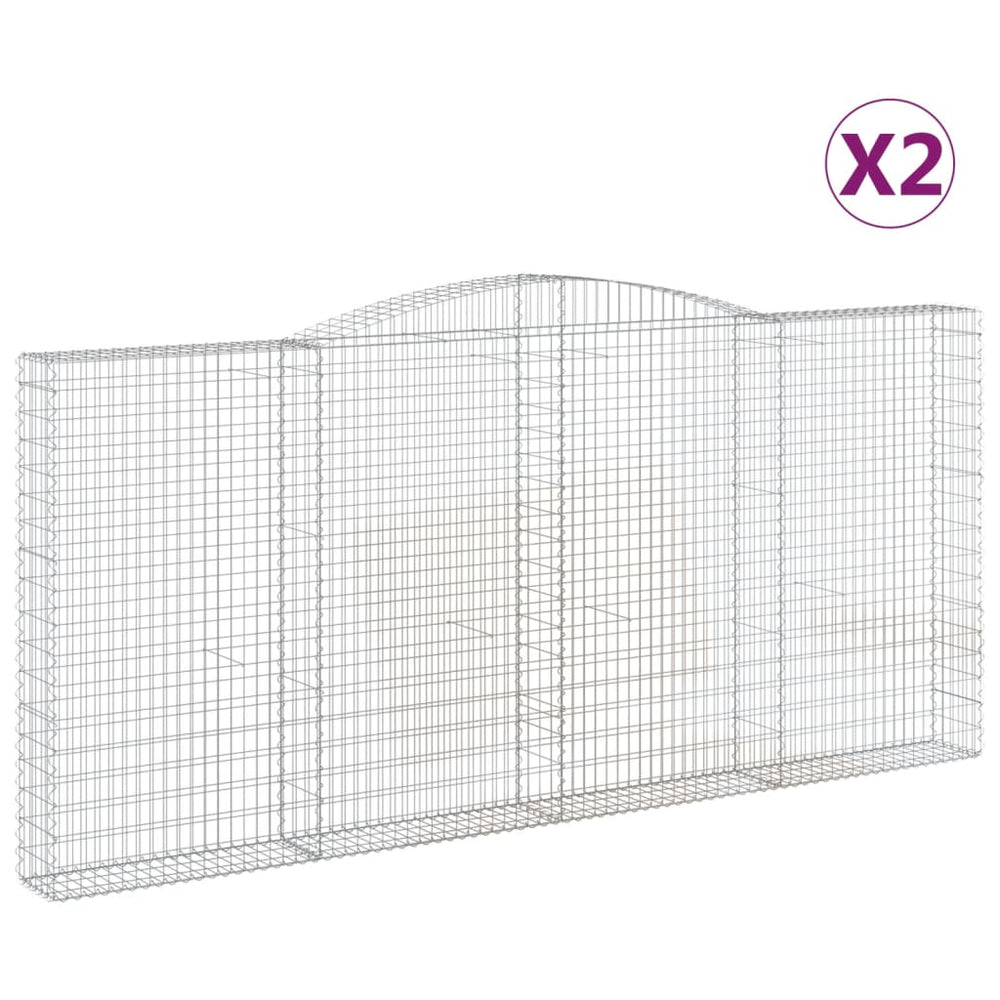 vidaXL Gabions avec arche 2 pcs 400x30x180/200 cm Fer galvanisé