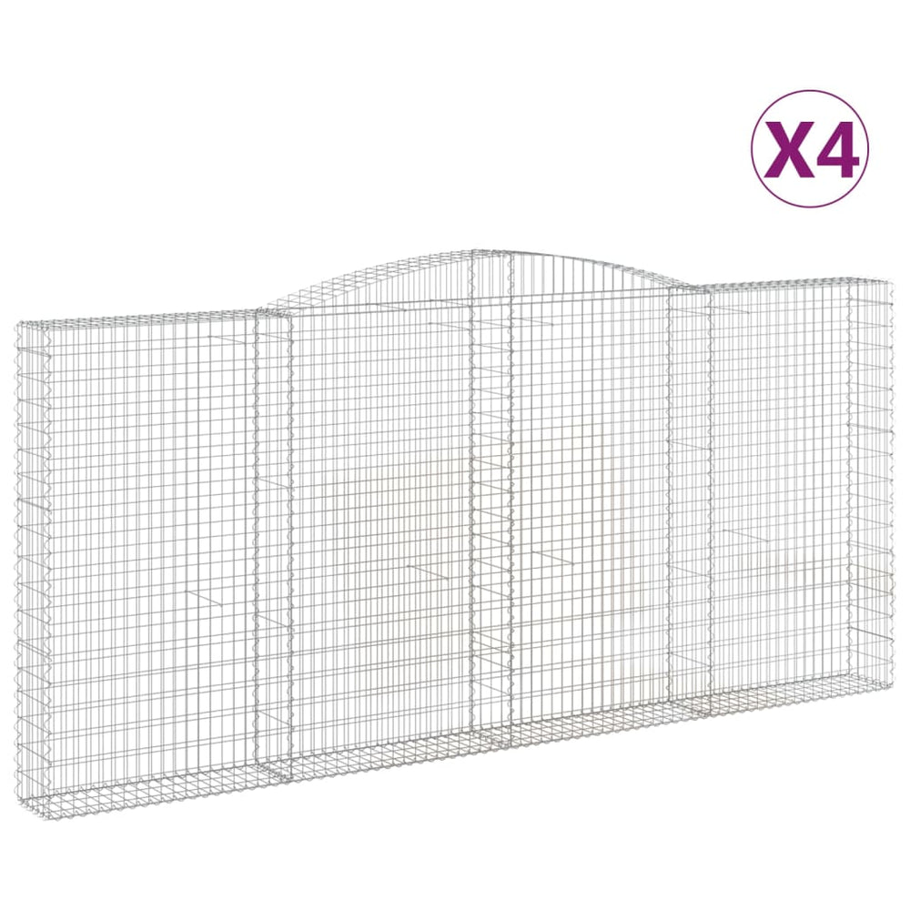 vidaXL Gabions à arc élevé 4 pcs 400x30x180/200cm Fer galvanisé