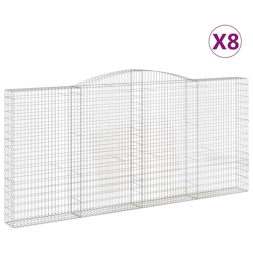vidaXL Gabions à arc élevé 8 pcs. 400x30x180/200cm Fer galvanisé