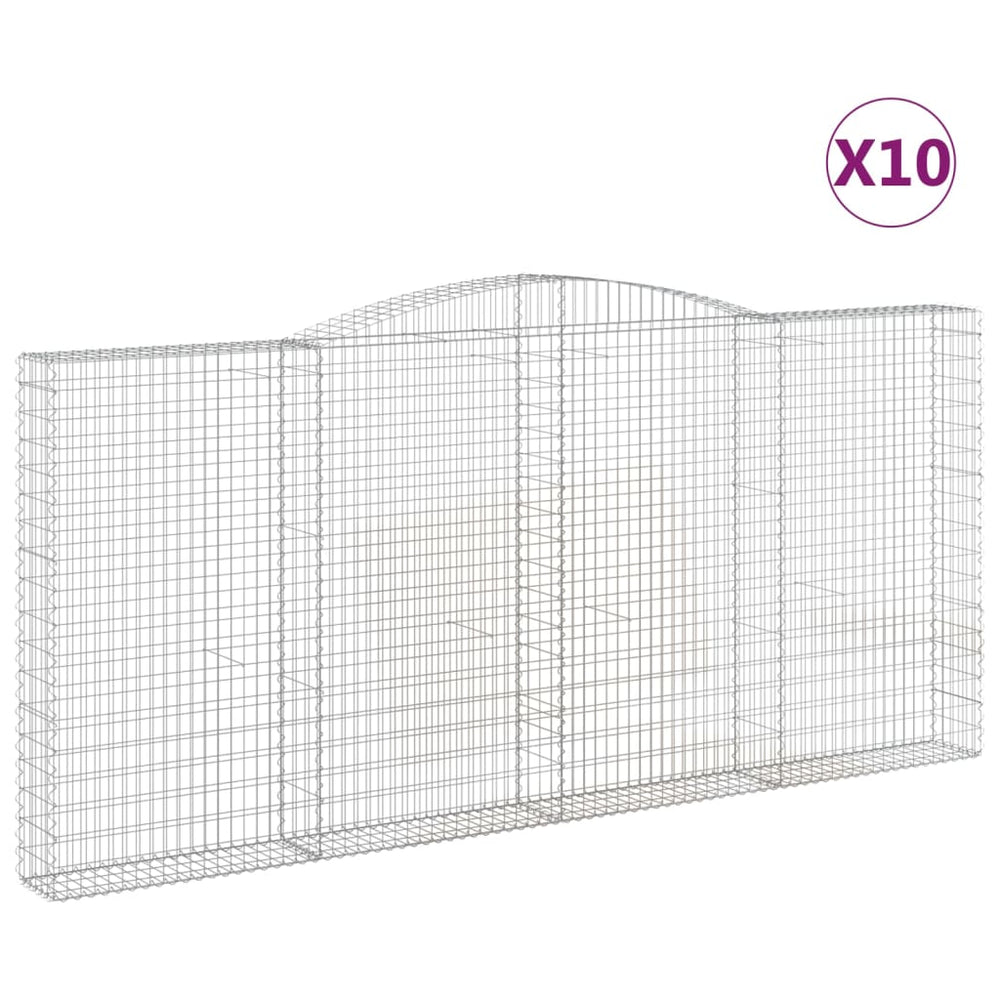 vidaXL Gabions à arc élevé 10 pcs 400x30x180/200cm Fer galvanisé