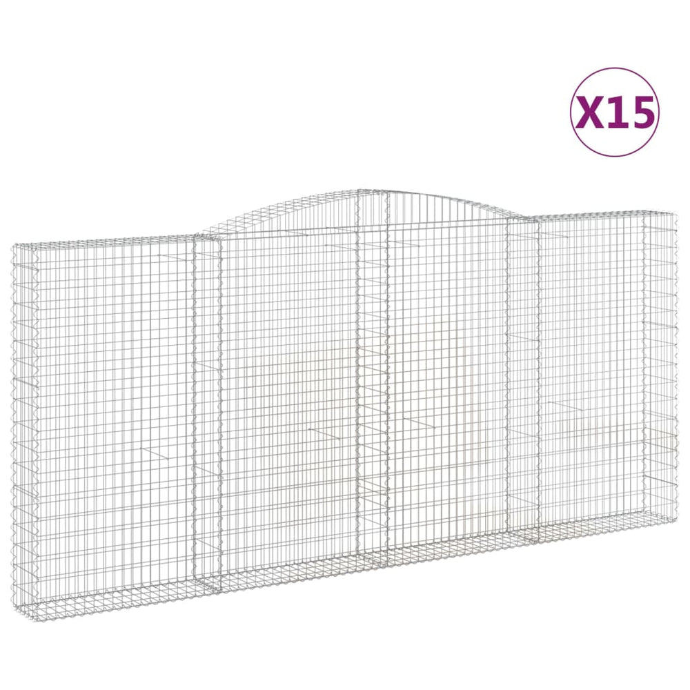 vidaXL Gabions avec arche haute 15 pces 400x30x180/200cm Fer galvanisé