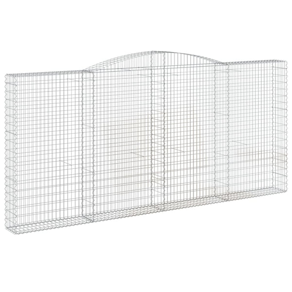 Gabionen mit Hochbogen 15Stk. 400x30x180/200cm Verzinktes Eisen