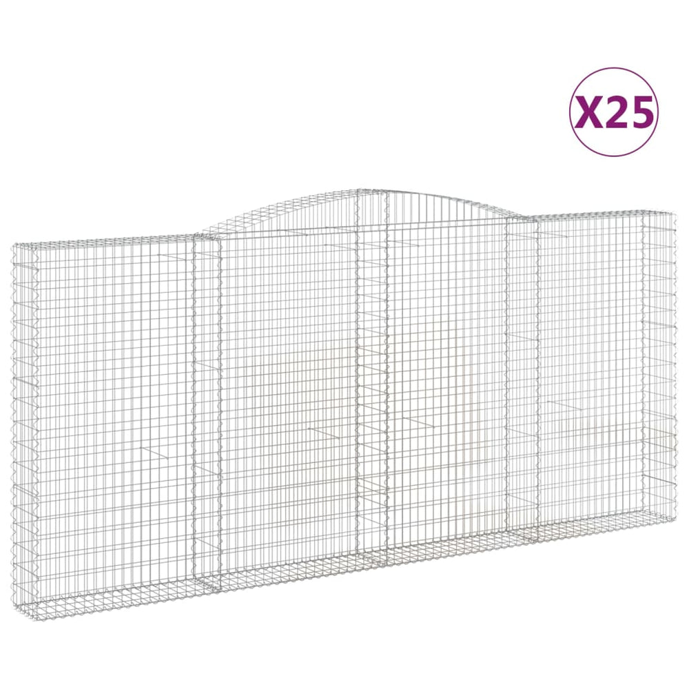 vidaXL Gabions avec arche haute 25 pcs 400x30x180/200cm Fer galvanisé