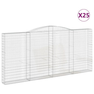 Gabionen mit Hochbogen 25Stk. 400x30x180/200cm Verzinktes Eisen