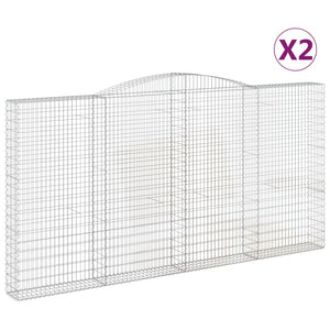 Gabionen mit Hochbogen 2 Stk. 400x30x200/220cm Verzinktes Eisen