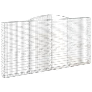 Gabionen mit Hochbogen 4 Stk. 400x30x200/220cm Verzinktes Eisen