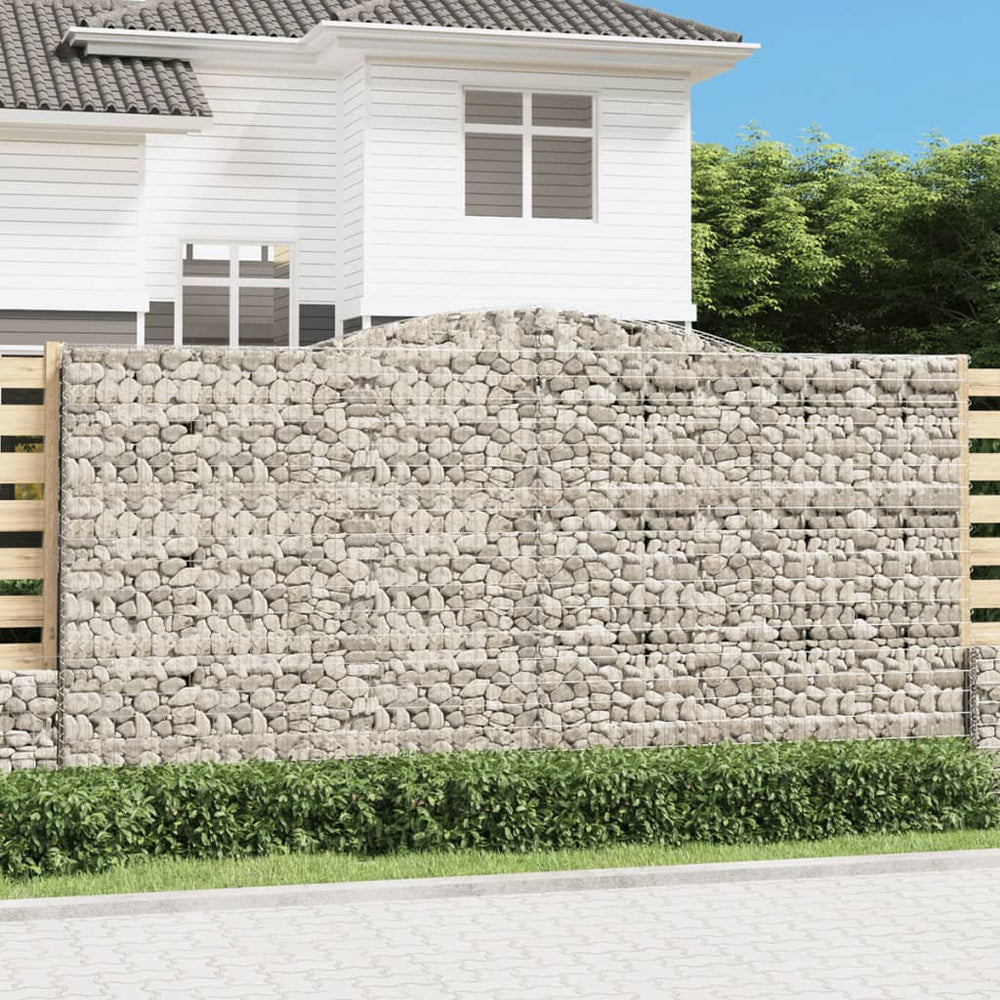 vidaXL Gabions à arc surélevé 4 pcs 400x30x200/220 cm Fer galvanisé