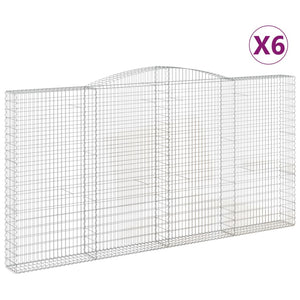 Gabionen mit Hochbogen 6 Stk. 400x30x200/220cm Verzinktes Eisen