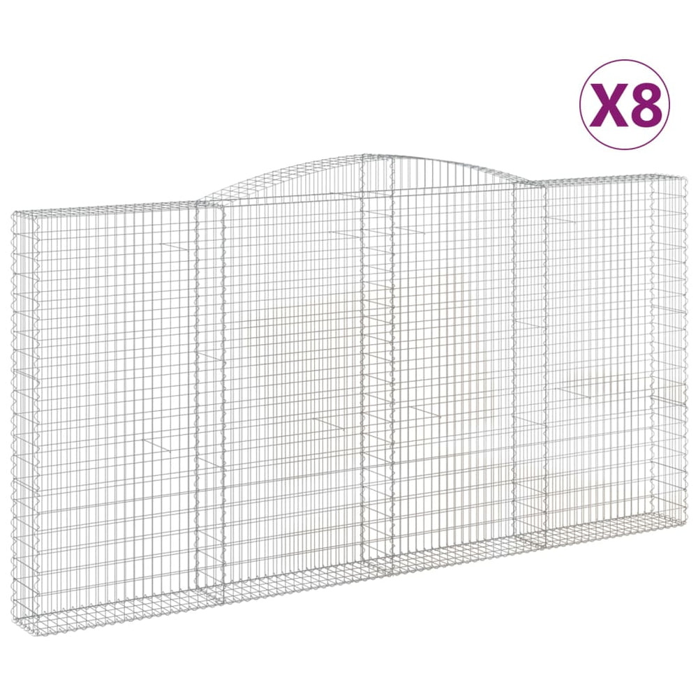 vidaXL Gabions à arc surélevé 8 pcs 400x30x200/220cm Fer galvanisé