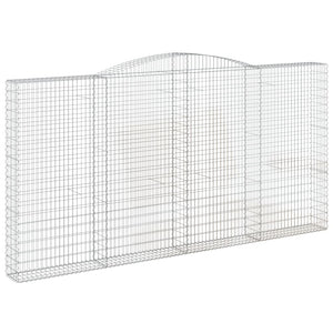 Gabionen mit Hochbogen 10Stk. 400x30x200/220cm Verzinktes Eisen