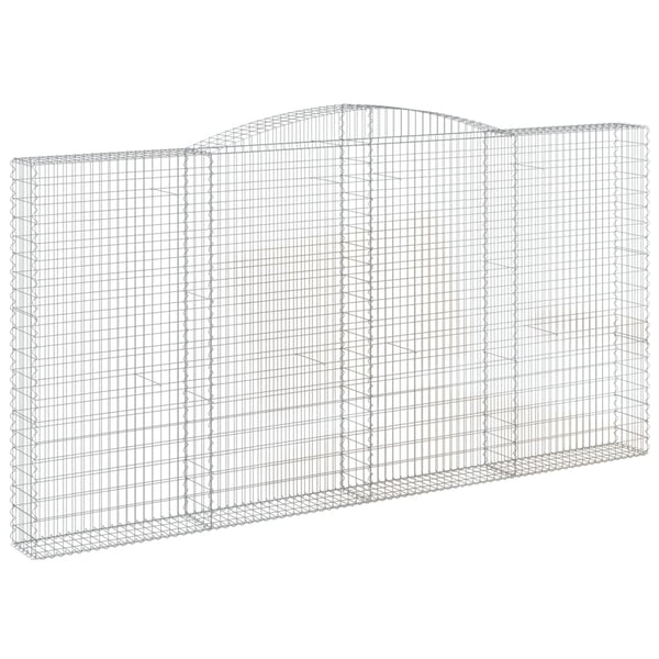 Gabionen mit Hochbogen 10Stk. 400x30x200/220cm Verzinktes Eisen
