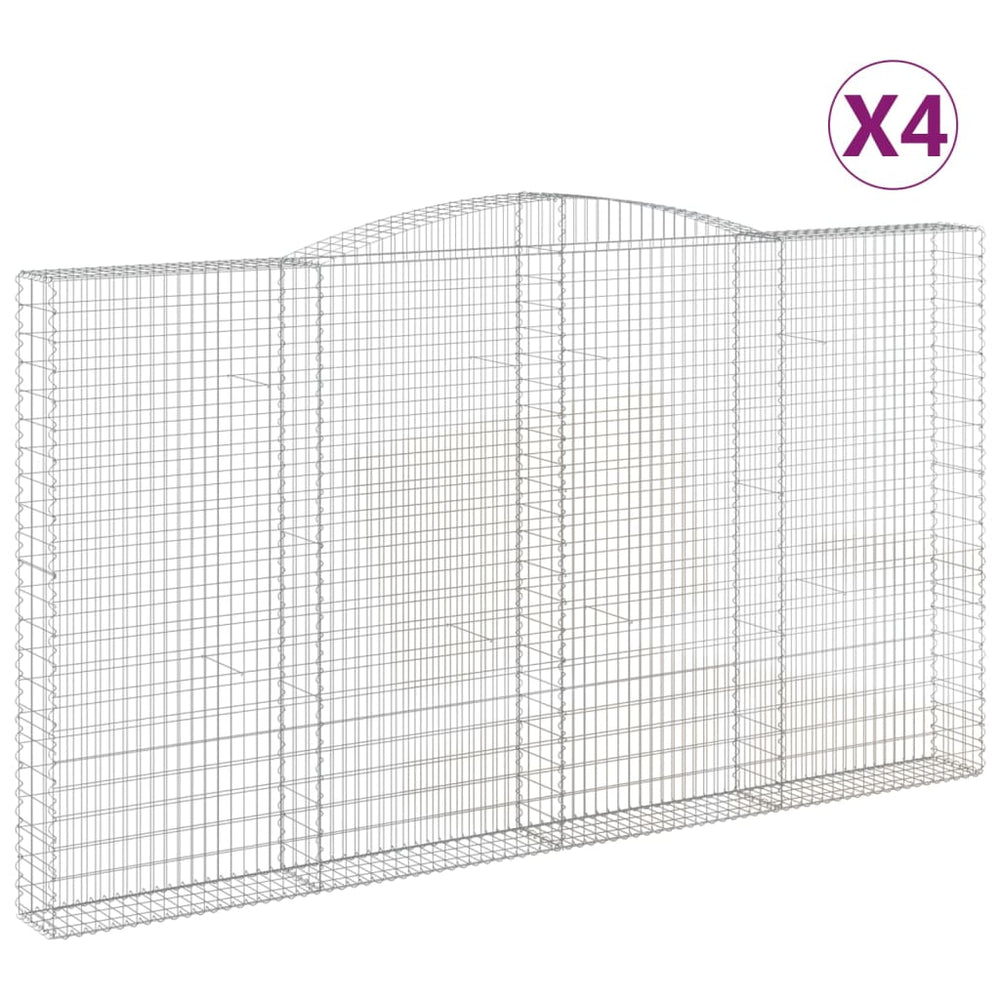 vidaXL Gabions à arc élevé 4 pcs 400x30x220/240 cm Fer galvanisé