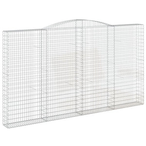 Gabionen mit Hochbogen 5 Stk. 400x30x220/240cm Verzinktes Eisen