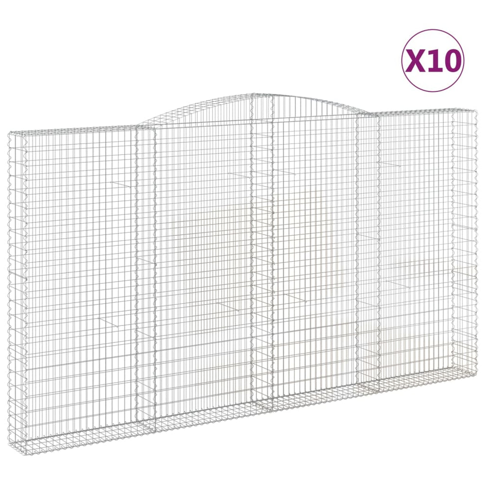 vidaXL Gabions avec arc en relief 10 pcs 400x30x220/240 cm Fer galvanisé