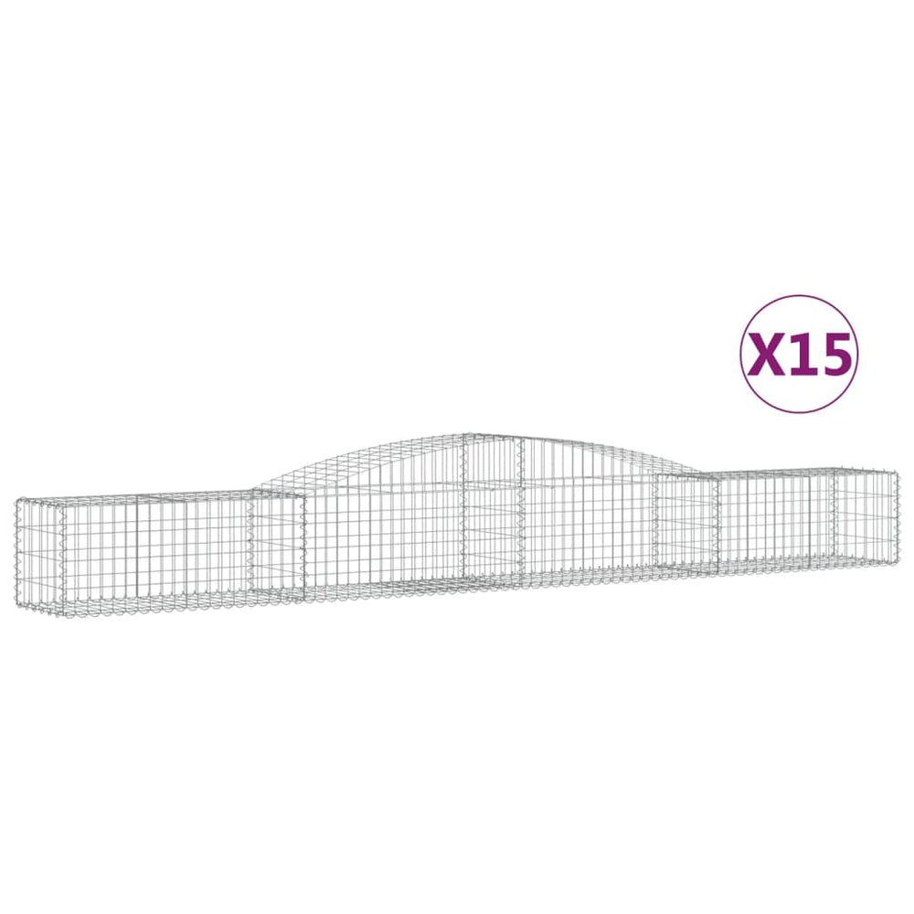 vidaXL Gabions à arc élevé 15 pcs 400x50x40/60 cm Fer galvanisé