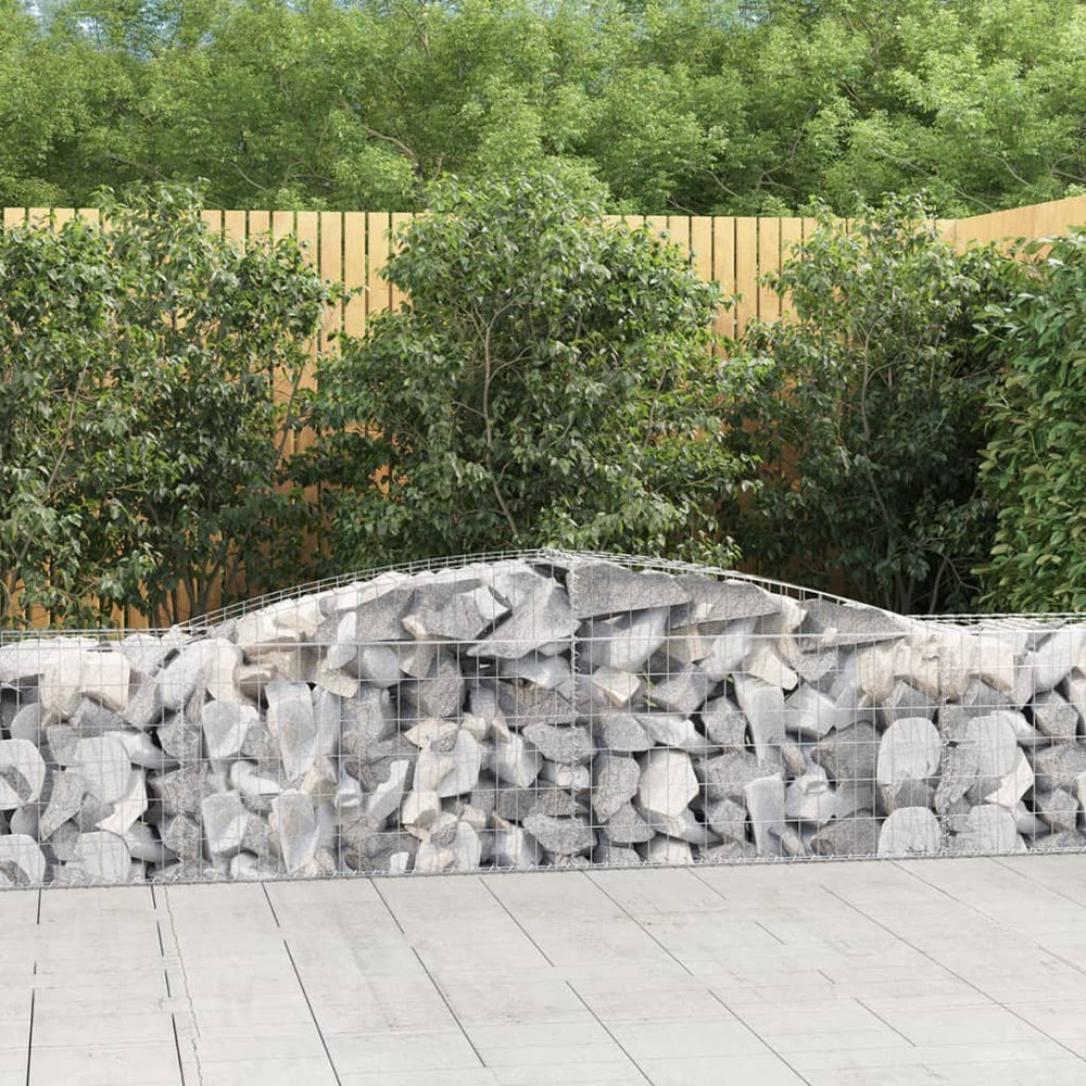 vidaXL Gabions à arc surélevé 2 pcs 400x50x60/80 cm Fer galvanisé