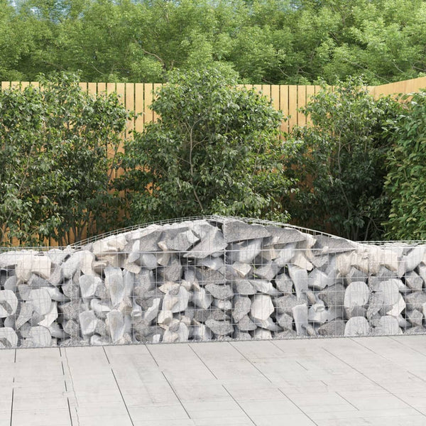 Gabionen mit Hochbogen 8 Stk. 400x50x60/80cm Verzinktes Eisen
