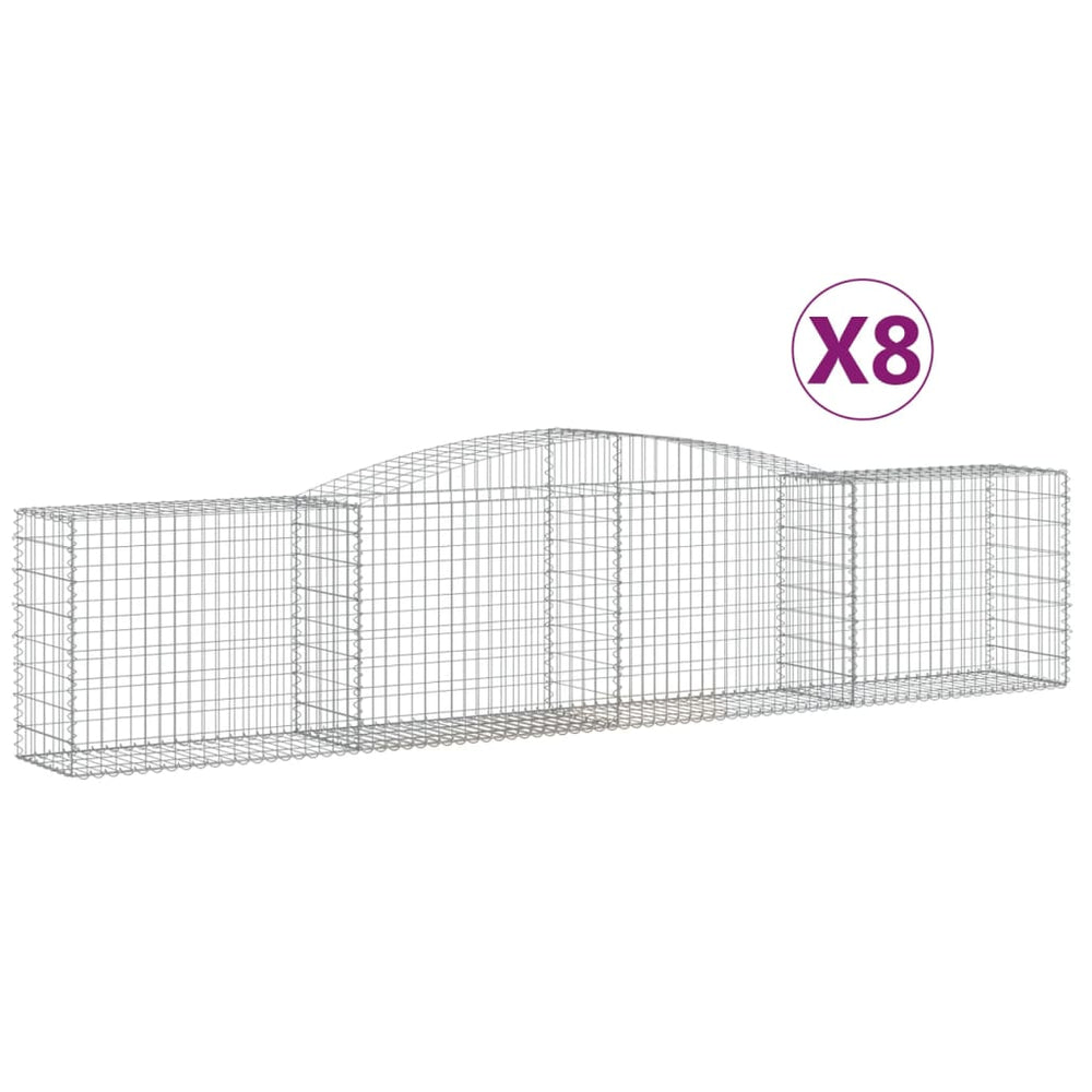 vidaXL Gabions avec arc élevé 8 pcs 400x50x80/100 cm Fer galvanisé