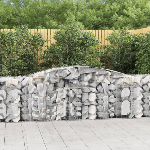 Gabionen mit Hochbogen 8 Stk. 400x50x80/100cm Verzinktes Eisen